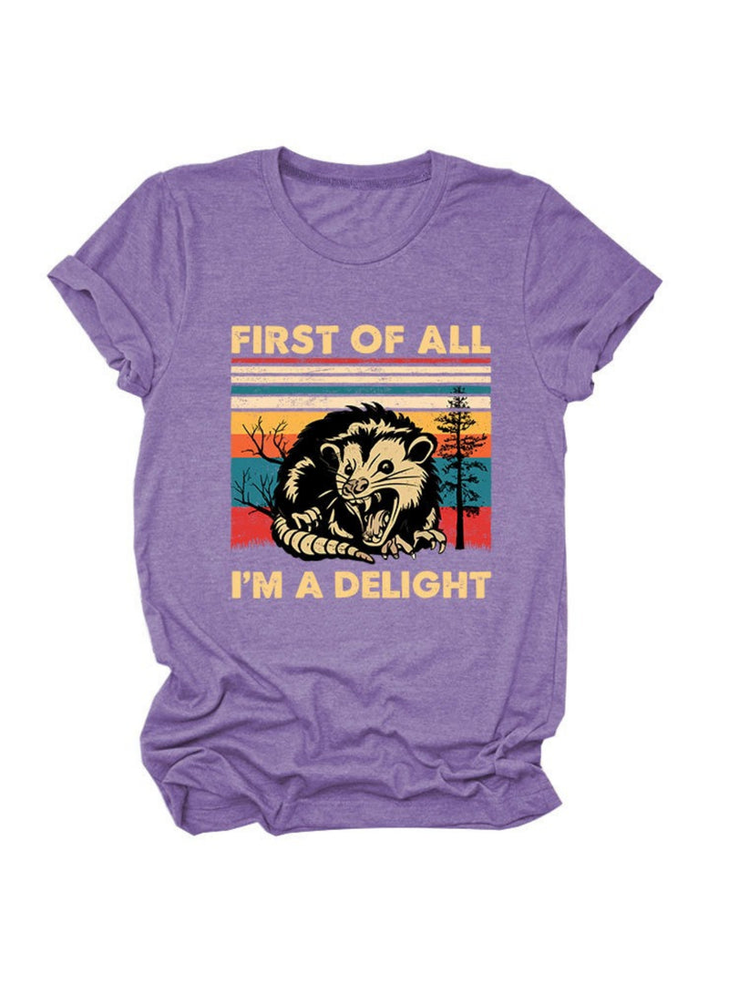 First of All I'm a Delight Print Round Neck T-Shirt N6E141
