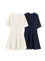 Load image into Gallery viewer, Knit Round Neck Short Sleeve Dress Women N6C270