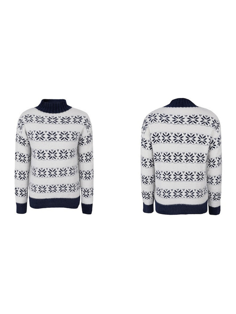 Snowflake Half High Collar Knit Sweater Women N6H260