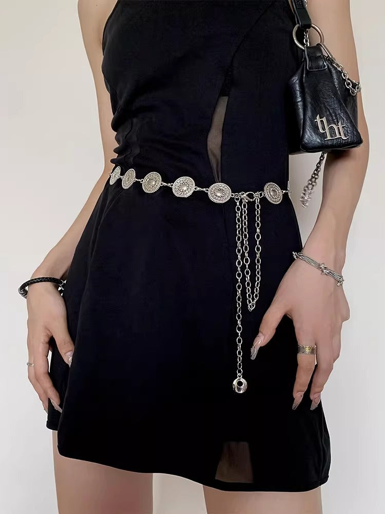 Round Buckle Metal Waist Chain Women N6C089