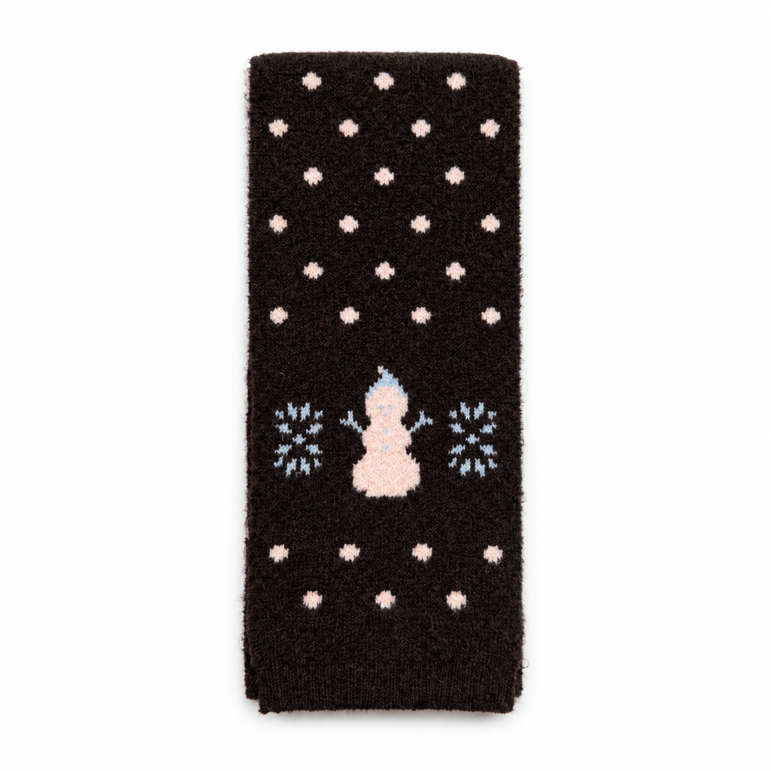 Womens Wool Blend Snowman Polka Dot Jacquard Knit Scarf N6K242
