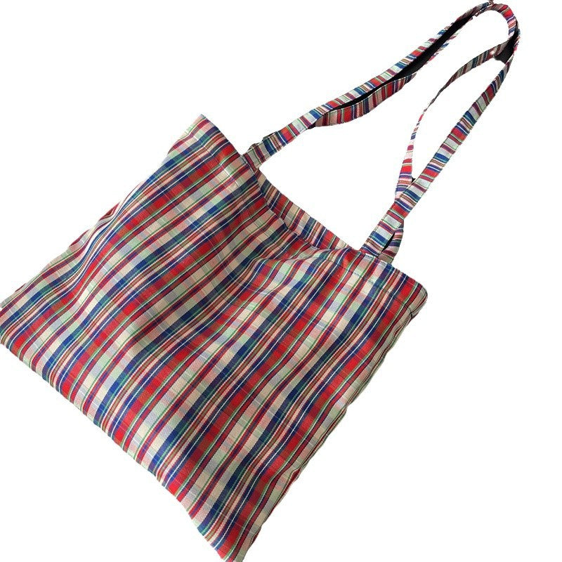 Retro Tartan Crossbody Bag Pure Cotton S5P271