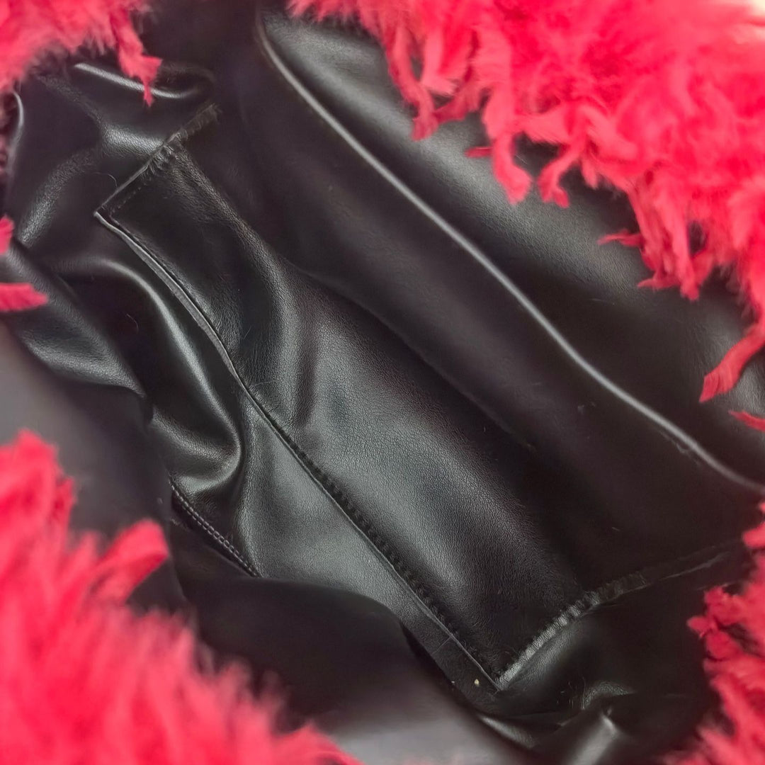 Women's Plush Feather Cloud Clutch Bag N6J119