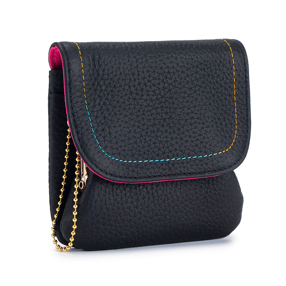 Top Grain Leather Creative Cute Snap Button Coin S5P947