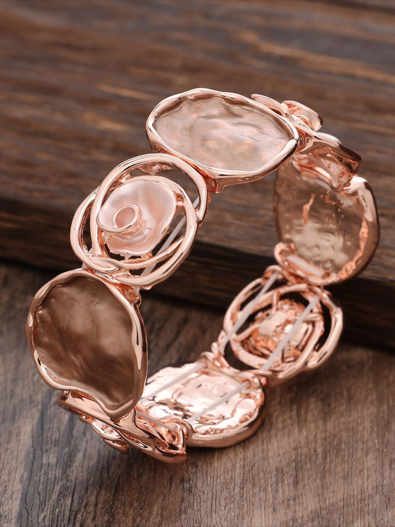 Hand-Painted Geometric Rose Stretch Bangle N6C214