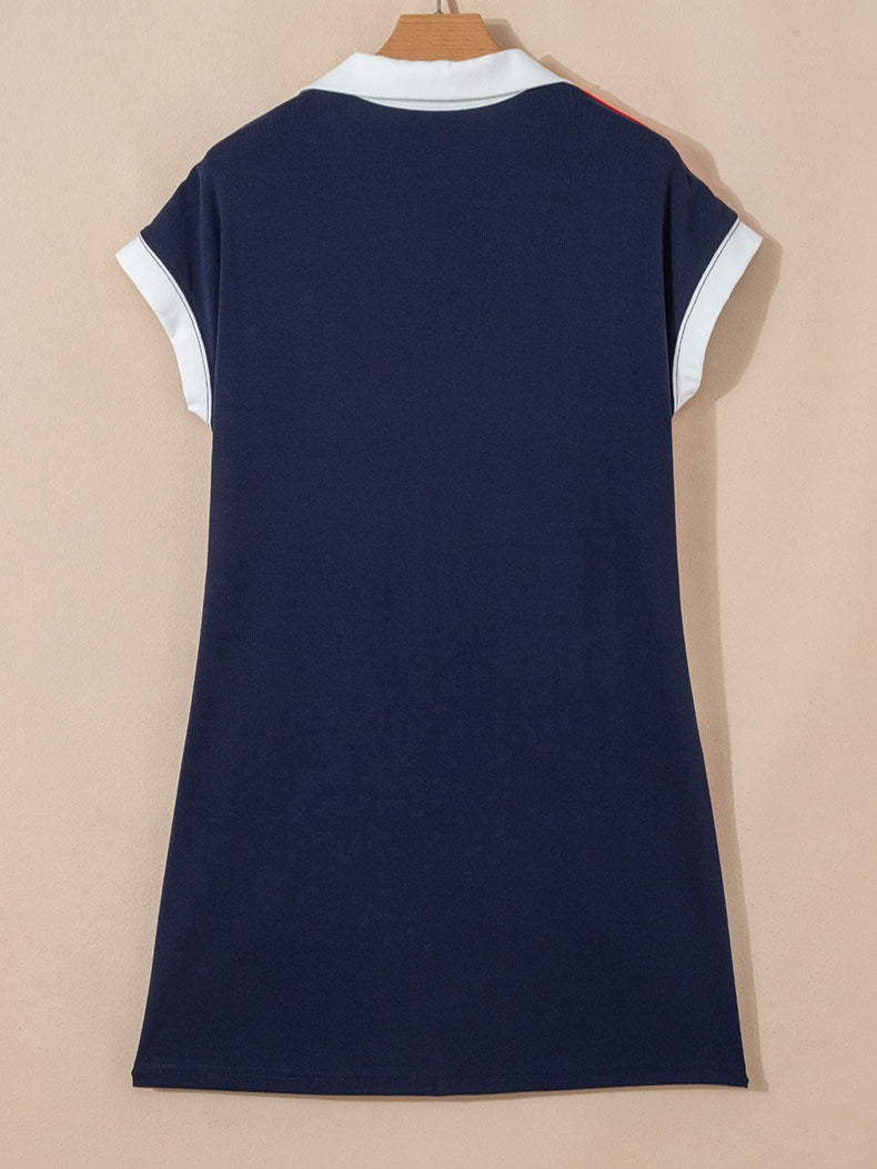 Zip-Front Color Block Dress Women N6C331
