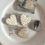 Load image into Gallery viewer, Black White Polka Dot Heart BB Hair Clip Duckbill N6F075