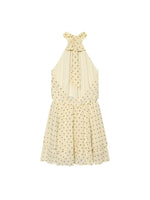 Load image into Gallery viewer, Yellow Polka Dot Chiffon Halter Dress Backless N6F198