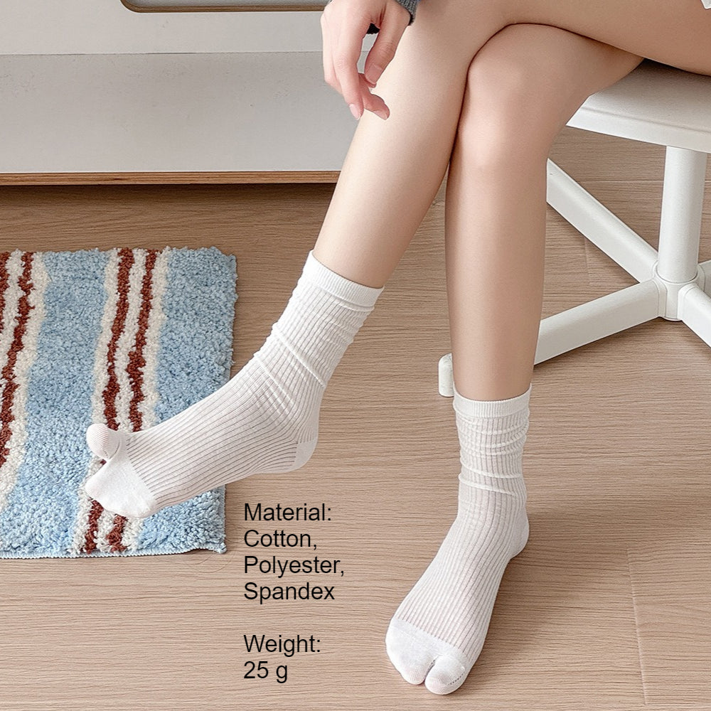 Vertical Rib Split Toe Stack Socks Women Slimming N6H015