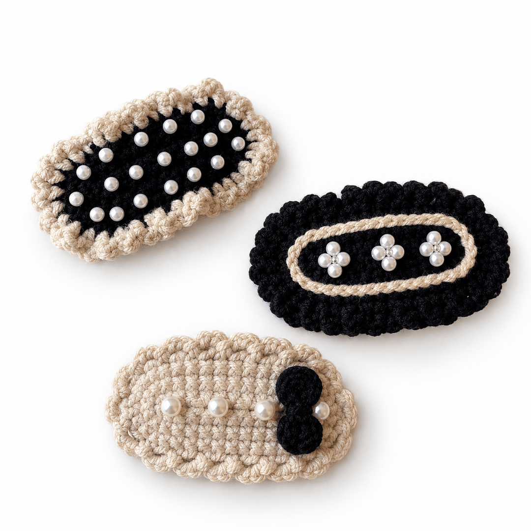 Womens Handmade Pearl Knit Side Hair Clip N6K311