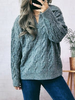 Load image into Gallery viewer, Cable Notch Sweater Mid Weight N5A244
