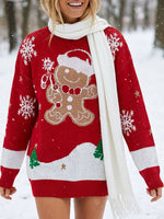 Load image into Gallery viewer, Loose Round Neck Gingerbread Man Jacquard Sweater N6H321