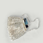 Load image into Gallery viewer, Handwoven Silver Gold Bead Large Hobo Shoulder Bag N6E021