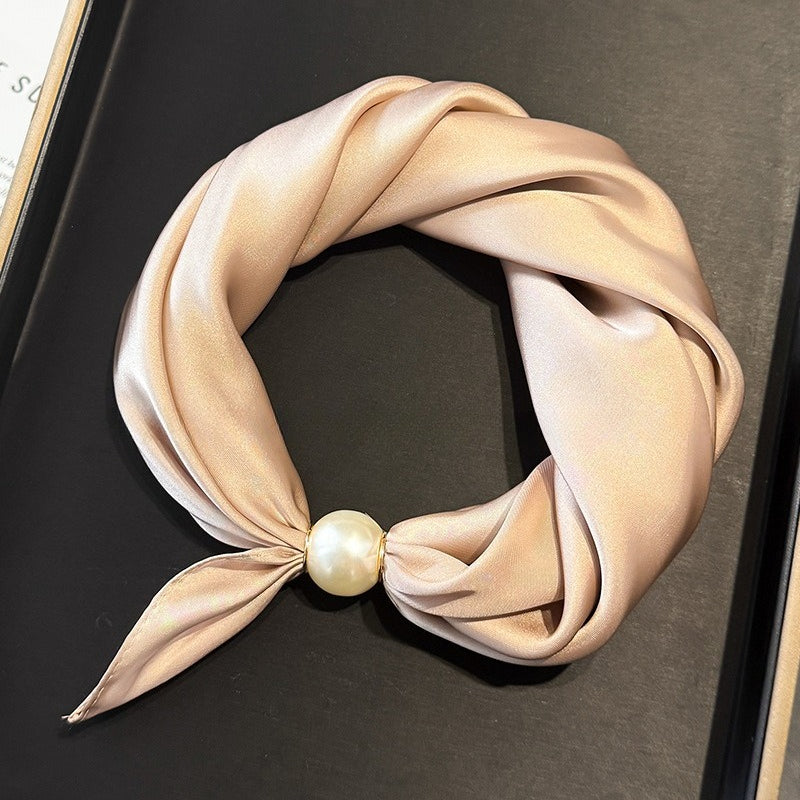 Womens Pearl Magnetic Clasp Floral Skinny Scarf N6K281