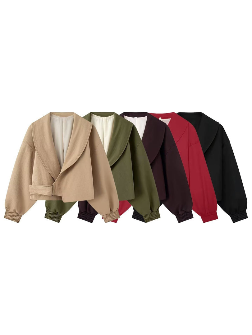 Casual Notch Lapel Buckle Jacket Women Multi-Color N6G167