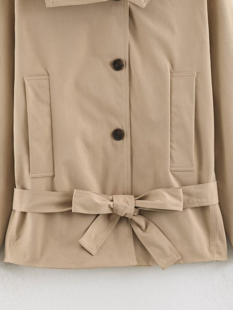 Single-Breasted Notch Lapel Belted Trench Coat N6G168