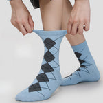 Load image into Gallery viewer, Color Block Seamless Diamond Retro Mid-Calf Socks White N6H019