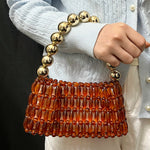 Load image into Gallery viewer, Retro Amber Acrylic Hand Beaded Handbag N6E025