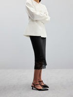 Load image into Gallery viewer, Lace Satin Skirt Ultra Light Off White Black N5Z850