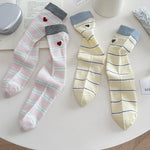 Load image into Gallery viewer, Striped Heart Embroidery Stack Socks Women Retro N6H012