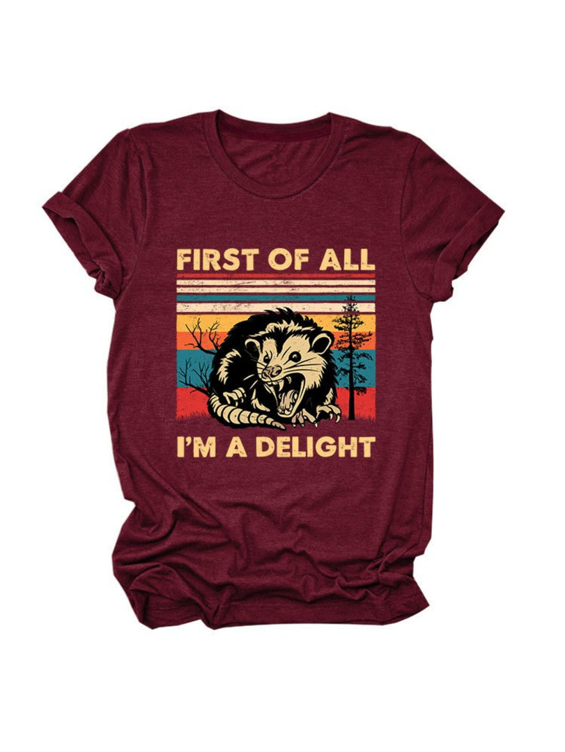 First of All I'm a Delight Print Round Neck T-Shirt N6E141