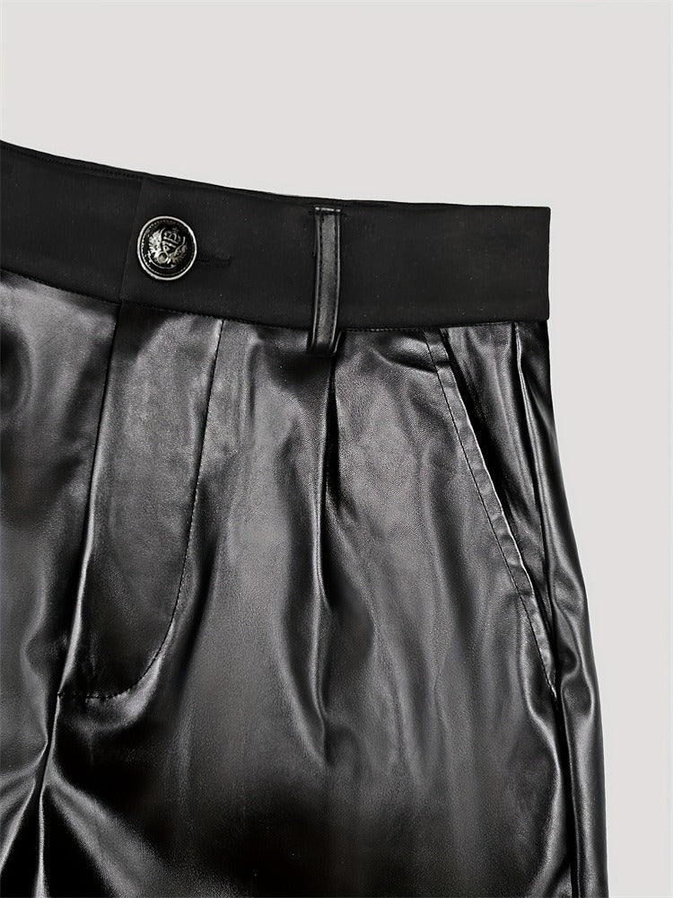 High Waist PU Leather Shorts Women Office N6B182