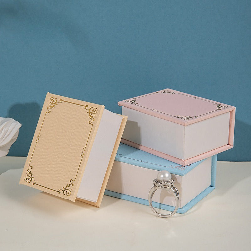 Book-Shaped Ring Jewelry Box Storage Suede Paper Case N6G051