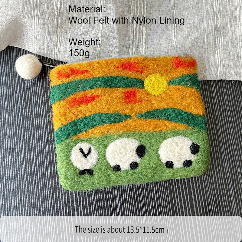 Felt Sheep Card Holder Coin Purse Cute Cartoon N6G006