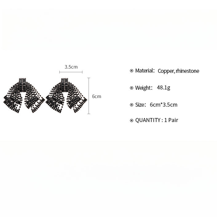 Bow Fringe Earrings Copper Prong-Set Crystals S5P150