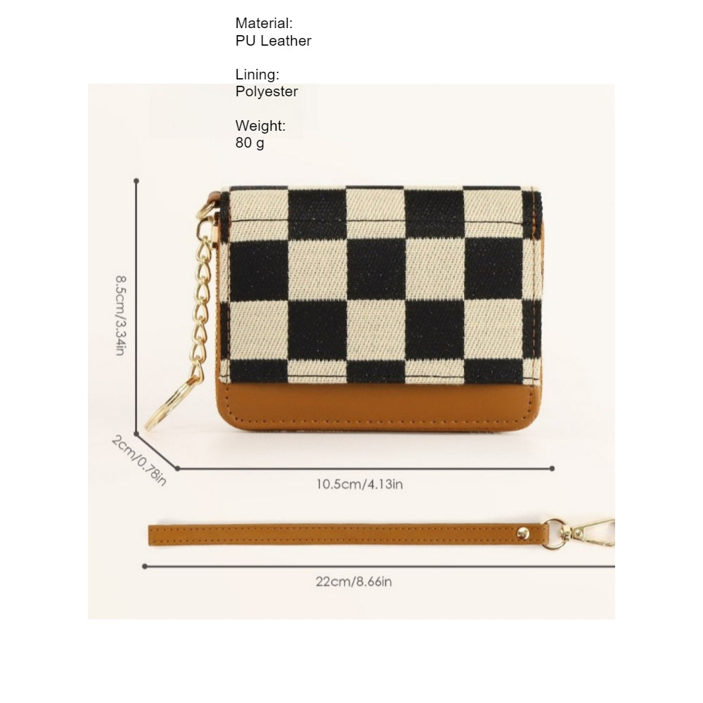 Checkerboard PU Card Holder Wallet Coin Purse Multiple Slots N6G083