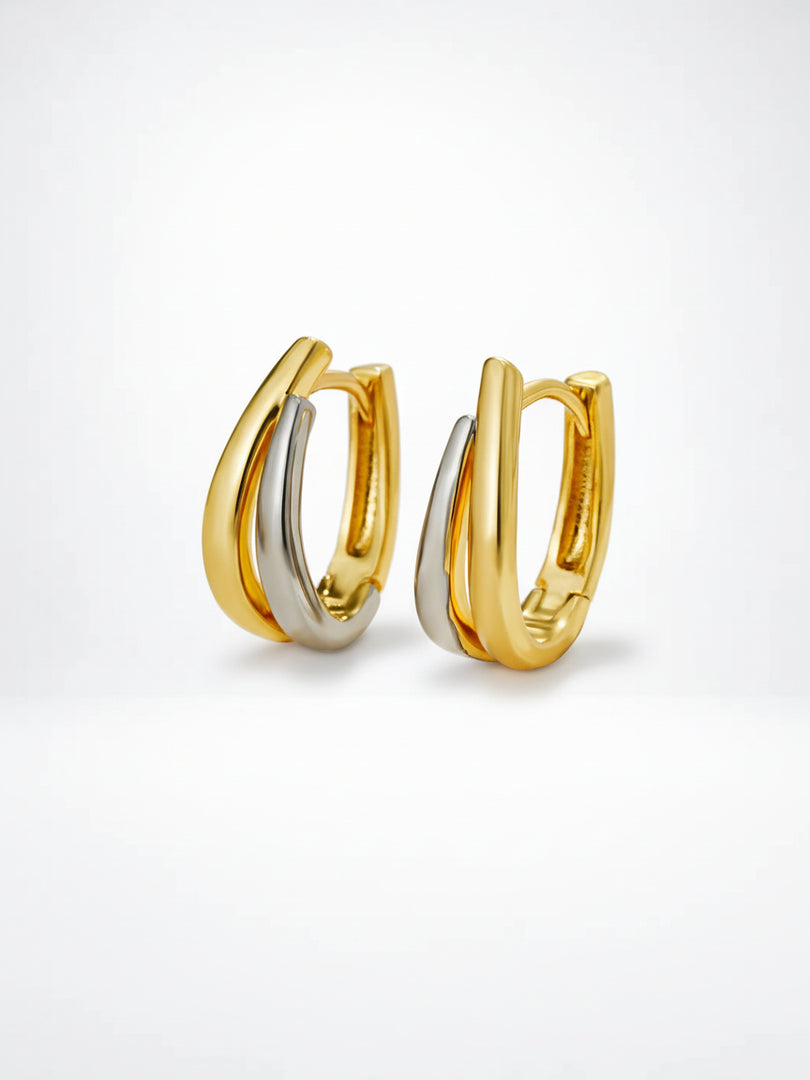 Two-tone Geometric U-Shape Ear Cuff Gold Plated  N6C182