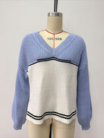 Load image into Gallery viewer, V-Neck Loose Fit Knit Pullover Women Fall Winter N6G181