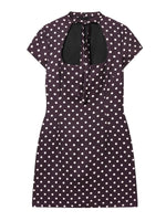 Load image into Gallery viewer, Bow Detail Polka Dot Short Dress Women N6C278