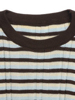 Load image into Gallery viewer, Striped Round Neck Cropped Flare Sleeve Sweater N6H297