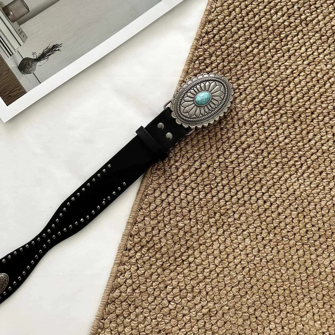 Women's Faux Leather Western Studded Belt N6J134
