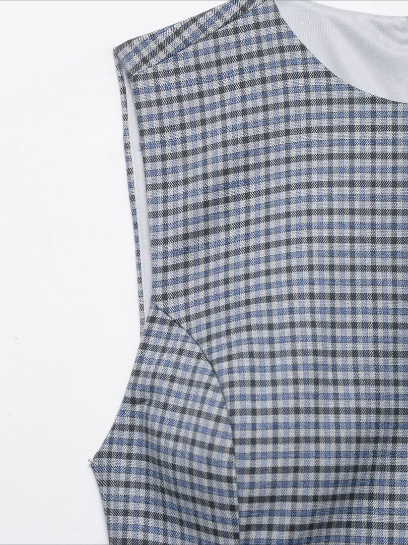 Layered Gingham Dress Women N6D126