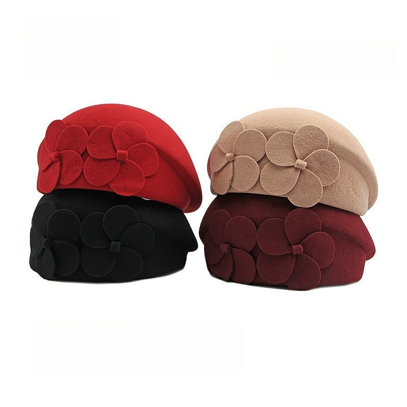 Solid Wool Beret Women Classic Round Dome N6G204