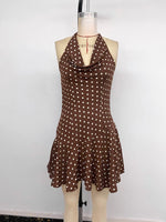 Load image into Gallery viewer, Polka Dot Halter Open Back Dress N6E163