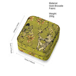 Load image into Gallery viewer, Jewelry Travel Organizer Pouch Green Gold Brocade N6E077