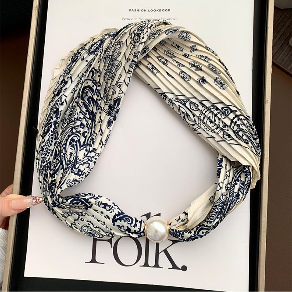 Magnetic Pearl Long Scarf Neck Warmer Women N6H112