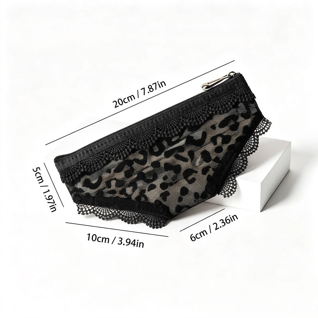 Leopard Print Mesh Triangle Cosmetic Pouch N6J256