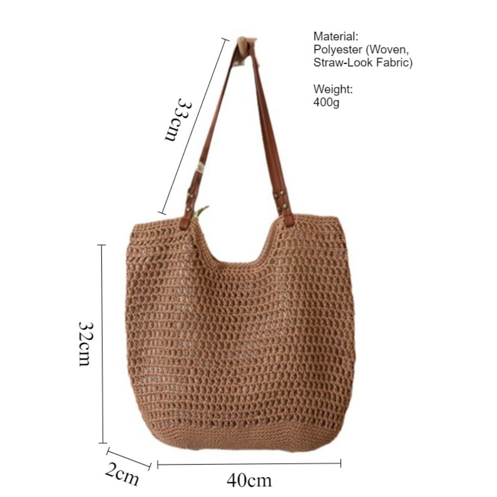 Oversized Openweave Straw Tote Bag Women Vacation N6E033