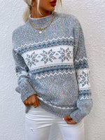Load image into Gallery viewer, Half High Collar Snowflake Rabbit Hair Knit Sweater N6H258