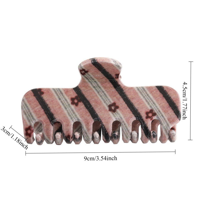 Womens Vintage Plaid Floral Large Claw Clip N6K027