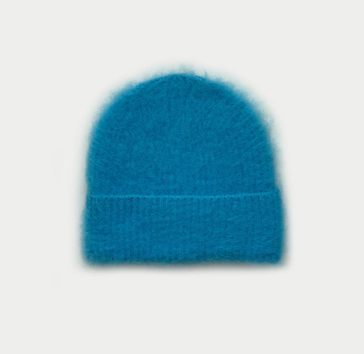 Womens Alpaca Wool Blend Brushed Knit Beanie N6K284