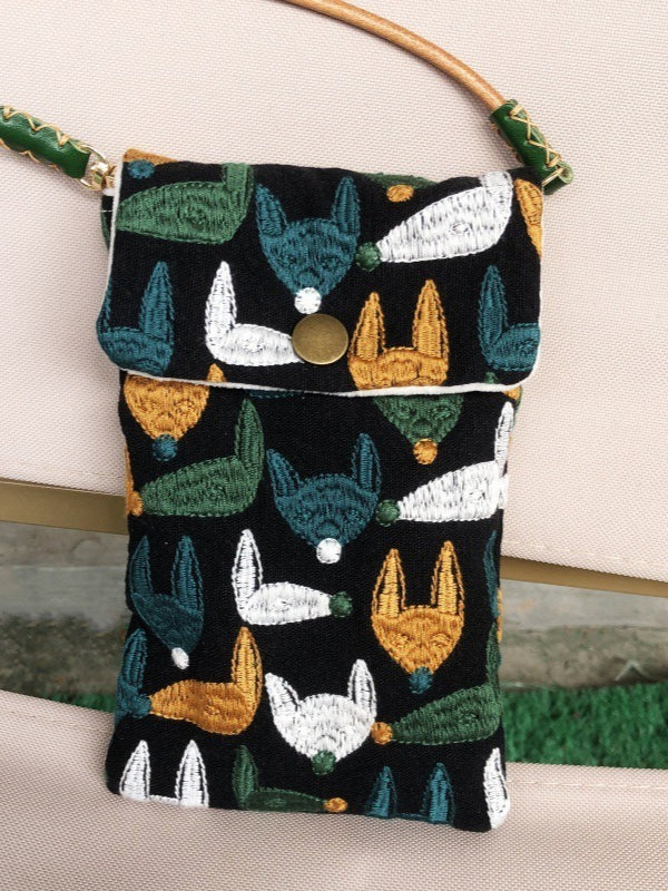 Embroidered Two Way Crossbody Phone Pouch N6B106