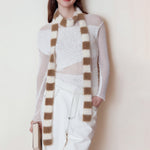 Load image into Gallery viewer, Furry Striped Skinny Knit Scarf Women Autumn N6H251