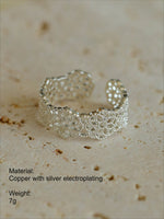 Load image into Gallery viewer, Lace Diamond Adjustable Silver Ring Women N6C002
