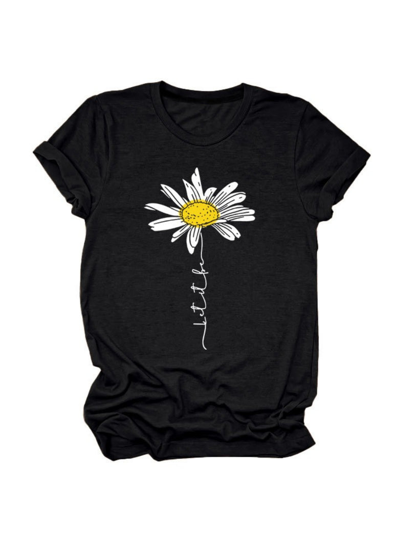 Let It Be Daisy Graphic Loose Fit T-Shirt Women N6F016