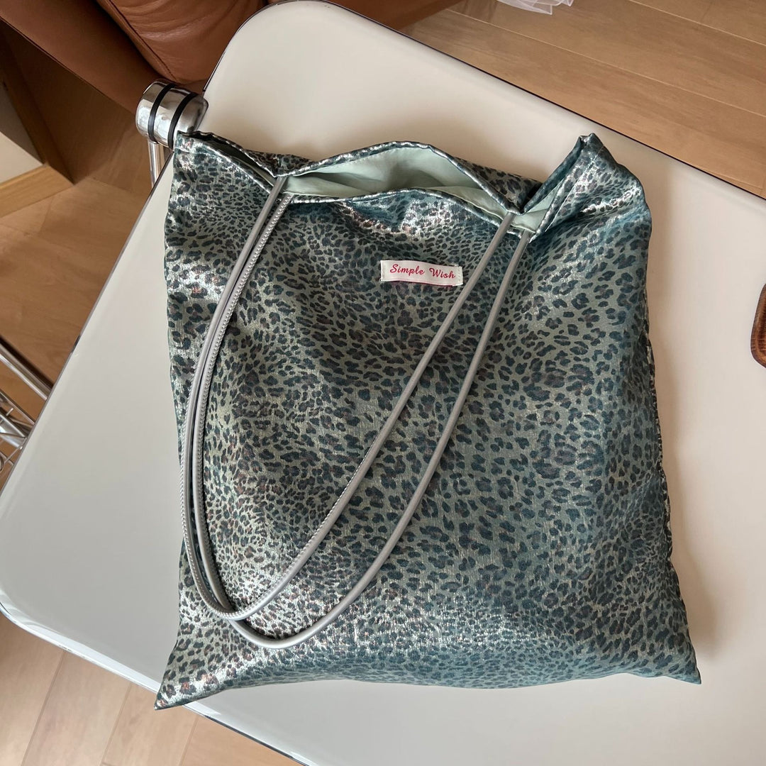 Vintage Cotton Lace Shoulder Bag Canvas Leopard N6F170